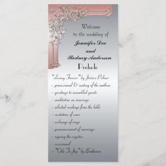 Carte rack Peach Pink and Silver Wedding Program