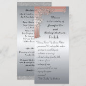 Carte rack Peach Pink and Silver Wedding Program (Devant / Derrière)