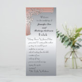 Carte rack Peach Pink and Silver Wedding Program (Debout devant)