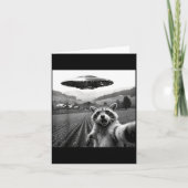 Carte Racoon Selfie With Alien Ufo Funny Racoon Alien Bi (Devant)