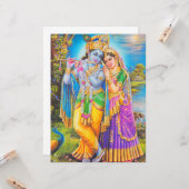 Carte Radha Krishna et Flute Hare Krishna (Devant/Arrière en situation)