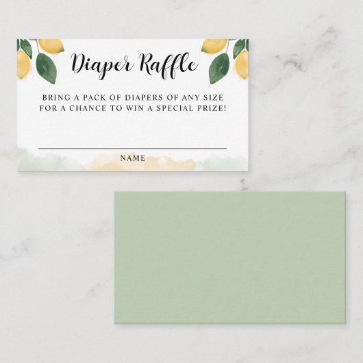 Carte Raffin Baby shower Citron Citrus (Devant / Derrière)