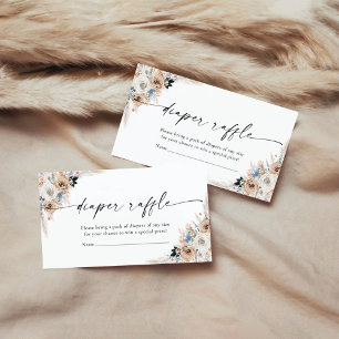 Carte Raffin Liquide Floral Ivory Et Boho Bleu