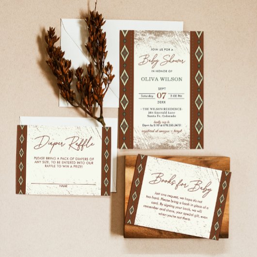 Carte Raffin Rustique Boho Aztec Ouest