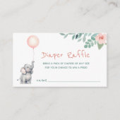 Carte Raffle Baby shower de couche Eléphant mignon (Devant)