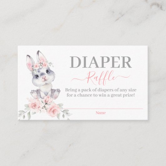 Carte Raffle Baby shower Fille Lapin Rose (Devant)