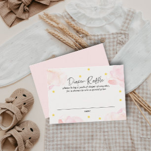 Carte Raffle Baby shower Fille Nuages Roses