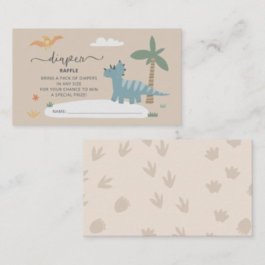 Carte Raffle Bébé Dino Hatching Bientôt Diaper (Devant / Derrière)