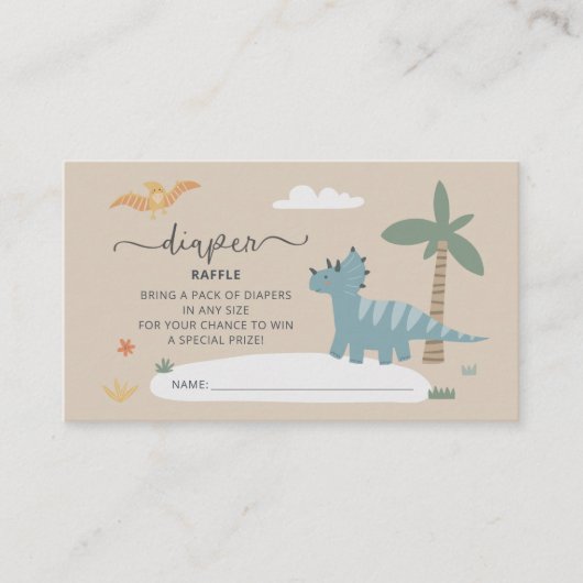 Carte Raffle Bébé Dino Hatching Bientôt Diaper (Devant)