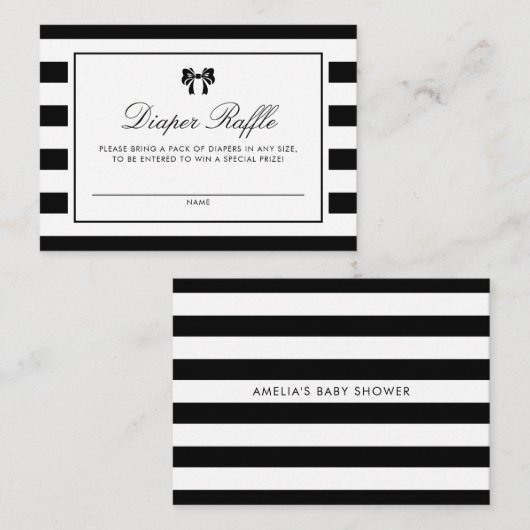 Carte Raffle de couche de douche à rayures noir et (Devant / Derrière)
