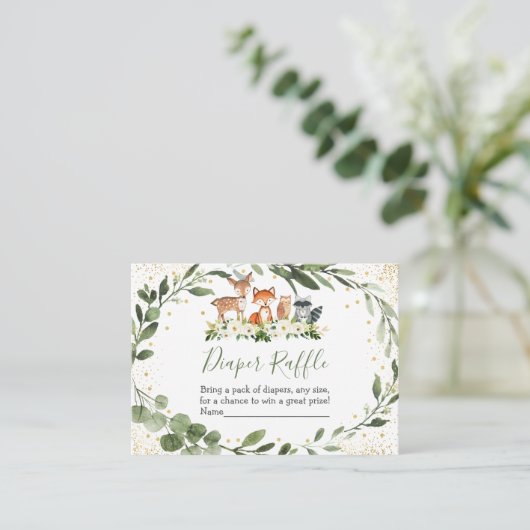 Carte Raffle de la couche animale de la forêt vert (Debout devant)