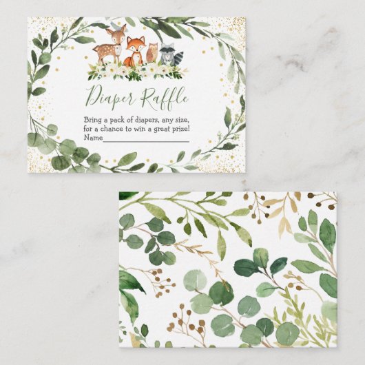 Carte Raffle de la couche animale de la forêt vert (Devant / Derrière)