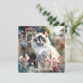 Carte Ragdoll Chat en anglais Jardin Anniversaire (Debout devant)