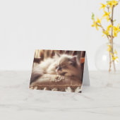 Carte Ragdoll Kitten Dormir sur un Coussin (Fleur jaune)