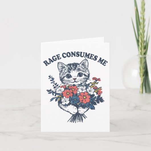 Carte Rage me consomme fleur de chat mignonne Kitty chat (Devant)