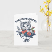 Carte Rage me consomme fleur de chat mignonne Kitty chat (Fleur jaune)