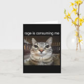 Carte Rage Me Consume Silly Staring Cat Meme (Fleur jaune)