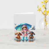 Carte Rain Puddle Friends Dachshund (téléchargeable) (Fleur jaune)