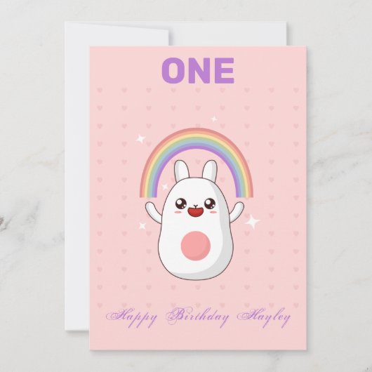 Carte Rainbow 1er Birthday (Devant)