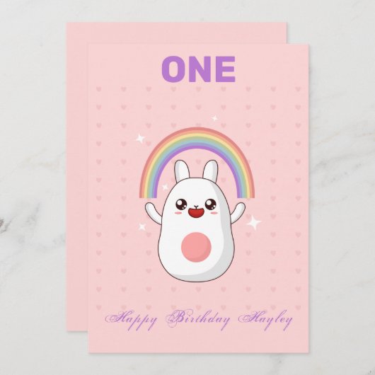 Carte Rainbow 1er Birthday (Devant / Derrière)