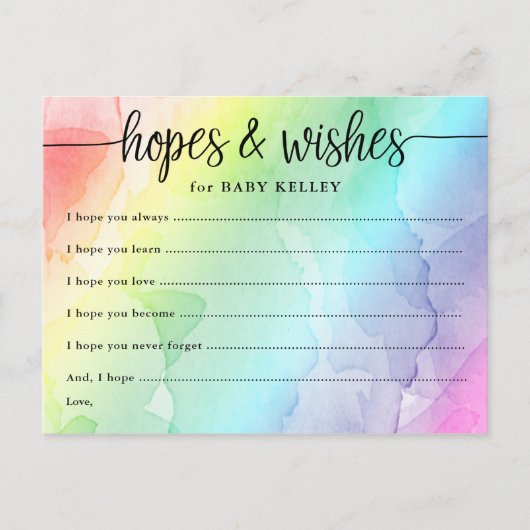 Carte Rainbow Baby shower Hopes & Wings (Devant)