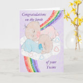 Carte Rainbow Baby Twins Personnalisé (Fleur jaune)