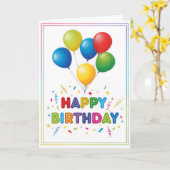 Carte Rainbow Balloon Celebration – Happy Birthday Card (Fleur jaune)