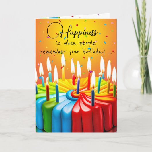 Carte Rainbow Birthday Cake and Candles (Devant)