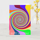 Carte Rainbow Birthday psychedelic pop art (Fleur jaune)