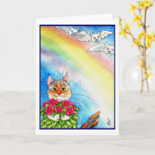 Carte Rainbow Bridge et chats (Fleur jaune)