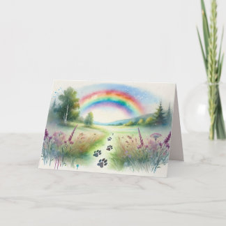 Carte Rainbow Bridge Pet Sympathy Watercolor Card