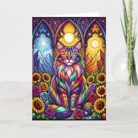 Carte rainbow cat greeting card (Devant)