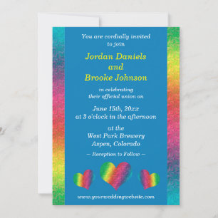 Carte [Rainbow Crinkle Mariage] Coeurs bleu moderne