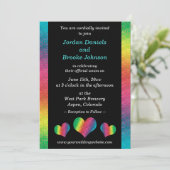 Carte [Rainbow Crinkle Mariage] Coeurs Noir moderne (Debout devant)