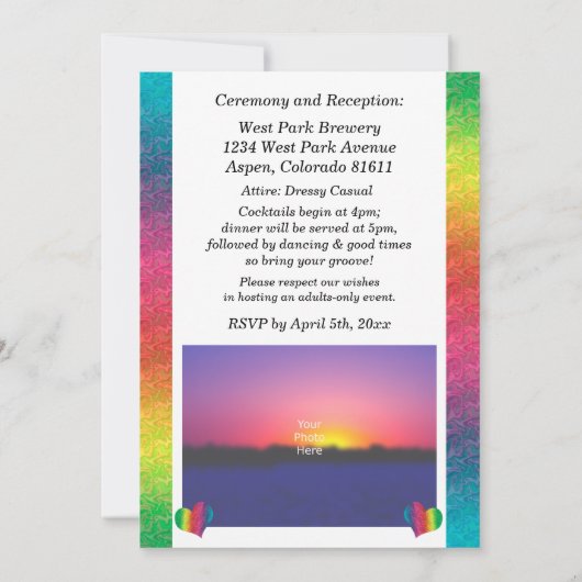 Carte [Rainbow Crinkle Mariage] Coeurs Vert moderne (Dos)