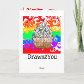 Carte Rainbow Cupcake Fluid Art (Dos)