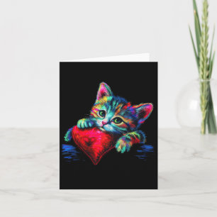 Carte Rainbow Cute Chat Accrocher Le Kitten Coeur Allong