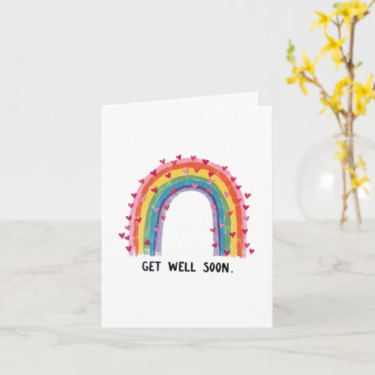Carte Rainbow Cute Get Well Bientôt (Fleur jaune)