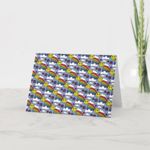 Carte Rainbow Face et Fleurs Hippie Motif