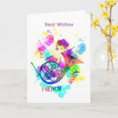 Carte Rainbow French Horn Music Thème (Fleur jaune)