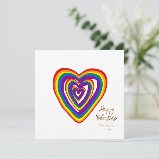 Carte Rainbow Hearts Motif LGBTQ Saint Valentin (Debout devant)