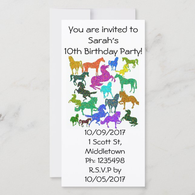 Carte Rainbow Horses - "Dotty about Horses !" (Devant)