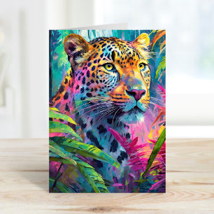 Carte Rainbow Leopard coloré Art Abstrait moderne