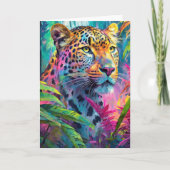 Carte Rainbow Leopard coloré Art Abstrait moderne (Devant)