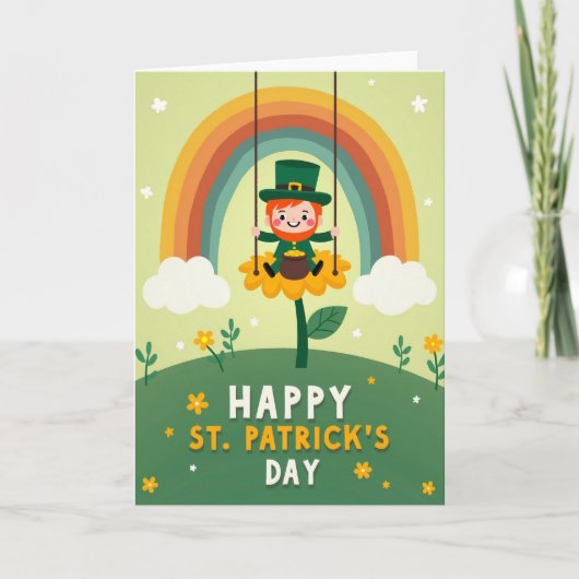 Carte Rainbow Leprechaun Flower Card (Devant)