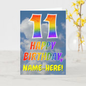 Carte Rainbow Look "11" & "HAPPY BANTHDAY", Nuages, Sky (Fleur jaune)