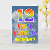 Carte Rainbow Look "12" & "HAPPY BANTHDAY", Nuages, Sky (Fleur jaune)