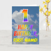 Carte Rainbow Look "1" & "HAPPY BANTHDAY", Nuages, Sky (Fleur jaune)