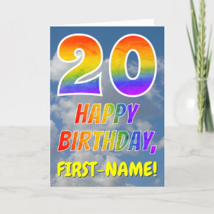 Carte Rainbow Look "20" & "HAPPY BANTHDAY", Nuages, Sky