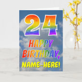 Carte Rainbow Look "24" & "HAPPY BANTHDAY", Nuages, Sky (Fleur jaune)